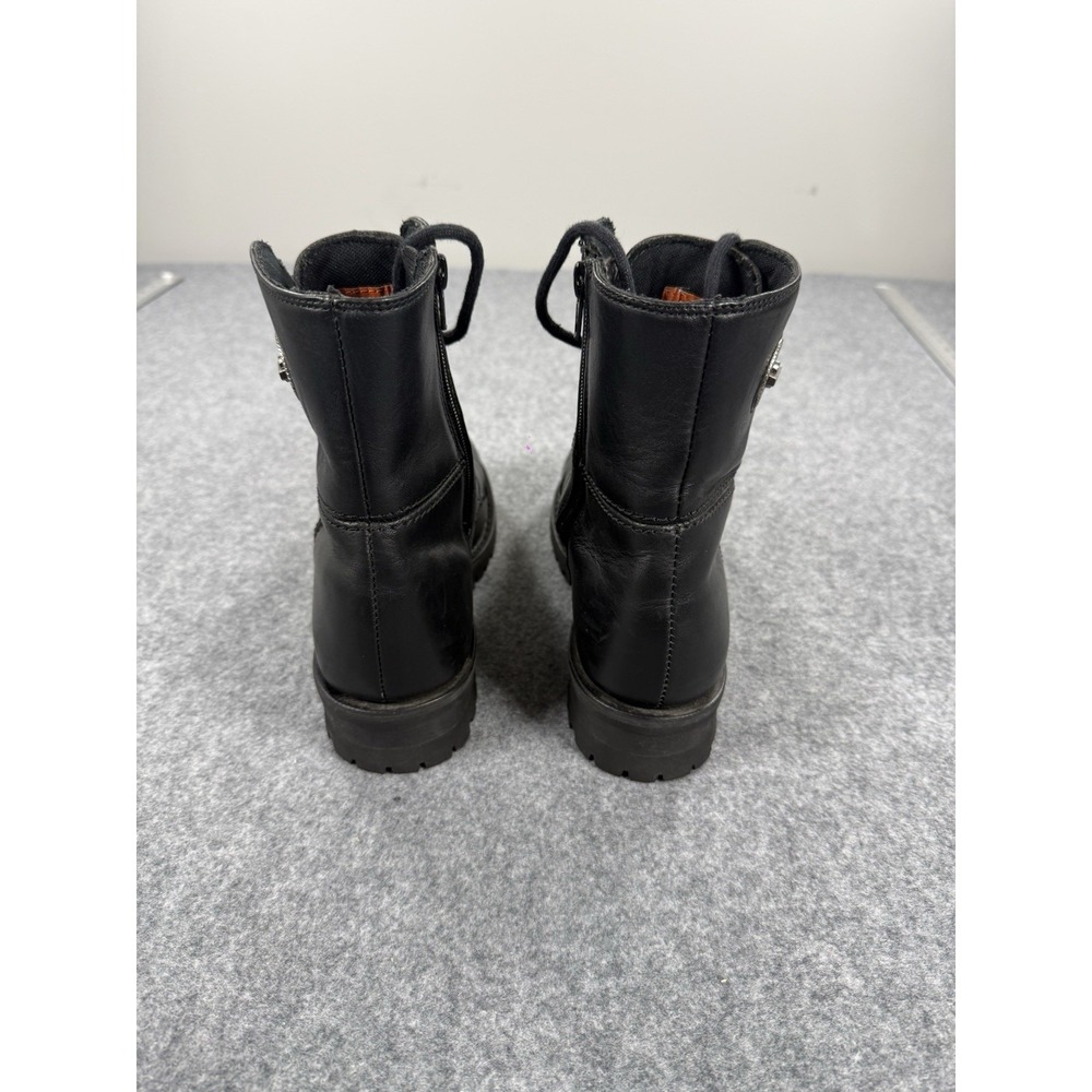 Harley-Davidson Womens 88011 Black Leather Lace Up Side Zip Motorcycle Boots 8.5 - Picture 8 of 9